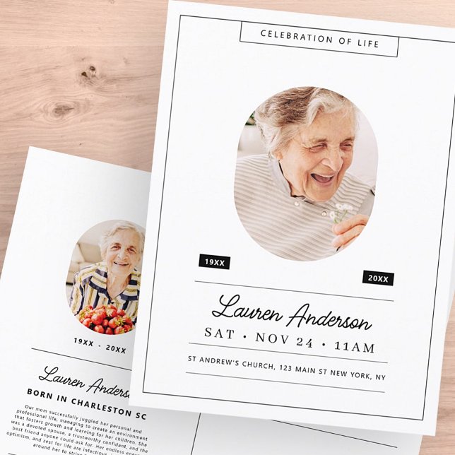 Carte Postale Célébration de la vie Mémorial Photo simple modern (Créateur téléchargé)