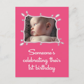 Carte Postale Célébration d'un premier Invitation d'anniversaire