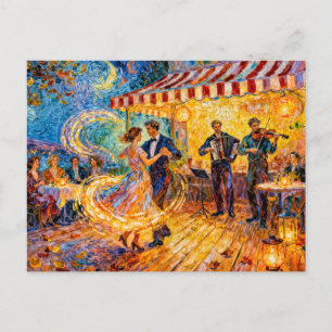 Carte Postale Célébration estivale de café de danse impressionni