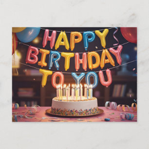 Carte Postale Célébration festive "Joyeux Anniversaire" avec gât