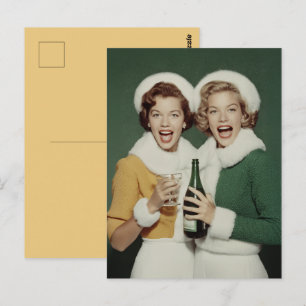 Carte Postale Célébration joyeuse de champagne d'hiver