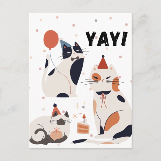 Carte Postale "Celebratory Cats Party Card" (Devant)