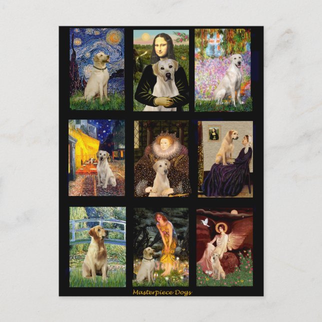 Carte Postale Célèbre Art Jaune Lab Composite (Devant)