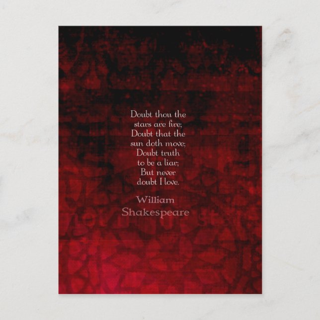 Carte Postale Célèbre citation d'amour de William Shakespeare (Devant)