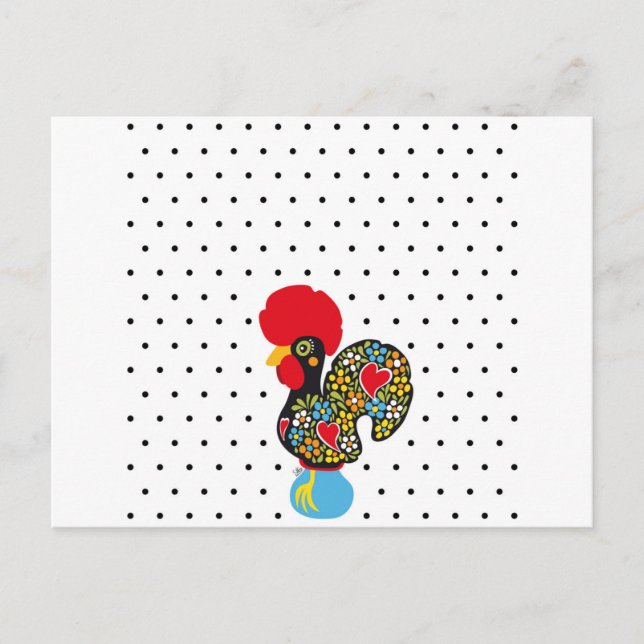 Carte Postale Célèbre coq de Barcelos Nr 06 - Pois (Devant)