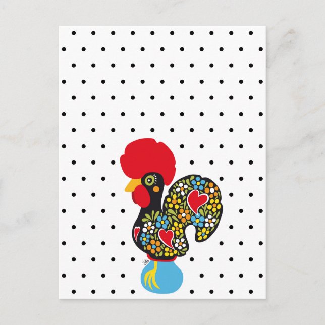 Carte Postale Célèbre coq de Barcelos Nr 06 - Pois (Devant)