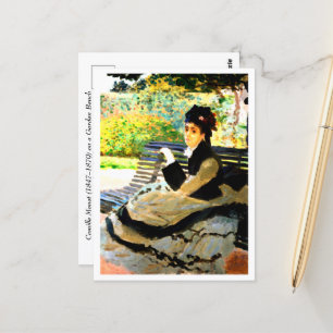 Carte Postale Célèbre tableau Camille Monet sur un banc de jardi