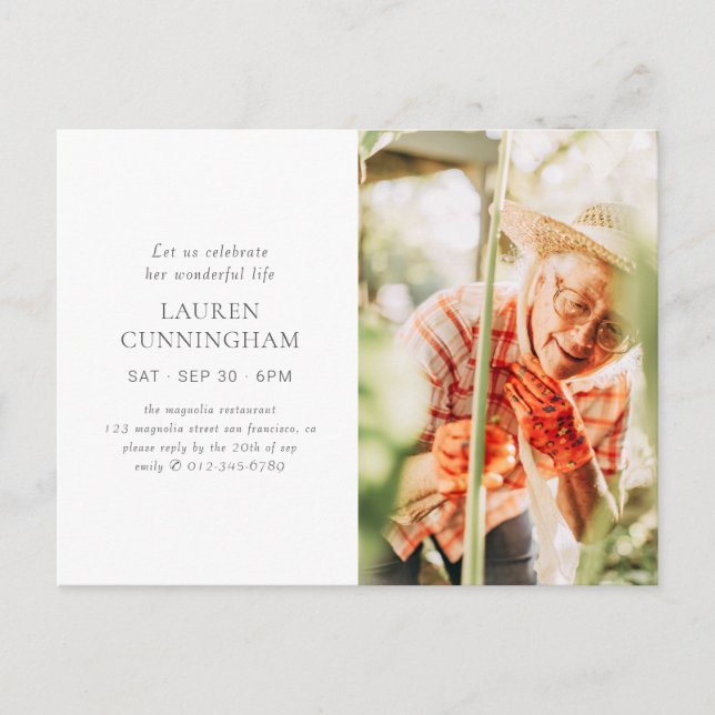 Carte Postale Célébrer sa vie Photo simple et moderne minimalist (Devant)