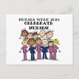 Carte Postale Célébrez la Semaine des Infirmières 2025 Stick Fig