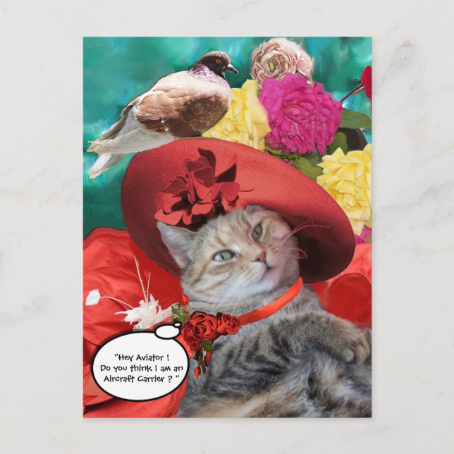 CARTE POSTALE CÉLÉBRITÉ CAT PRINCESS TATUS, CASQUETTE ROUGE AVEC (Devant)