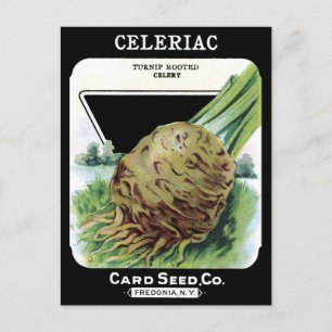 Carte Postale Celeriac Root Vegetable Vintage semis Paquet Noir