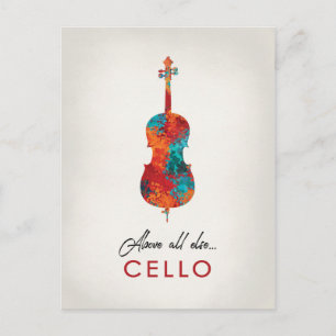 Carte Postale Cello - Bright Colorée Music