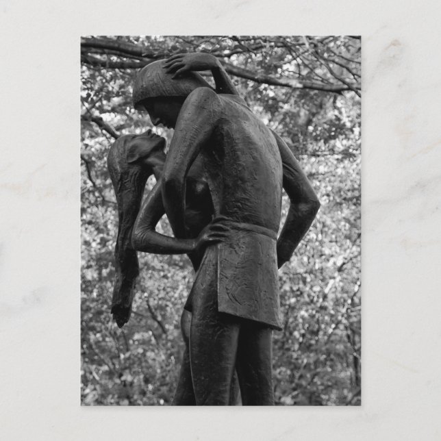 Carte Postale Central Park Automne : Romeo & Juliet Statue 01 B& (Devant)