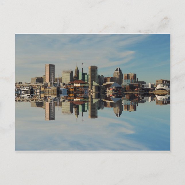 Carte Postale Centre-ville Baltimore Maryland Skyline Réflexion (Devant)