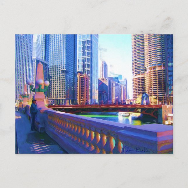 Carte Postale Centre-ville de Chicago (Devant)