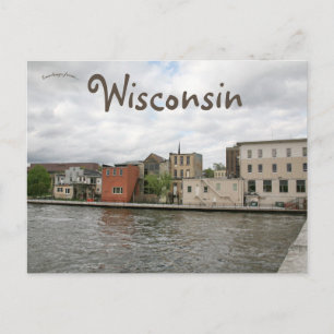 Carte Postale Centre-ville de Janesville et Rock River Wisconsin