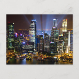 Carte Postale Centre-ville de Singapour la nuit
