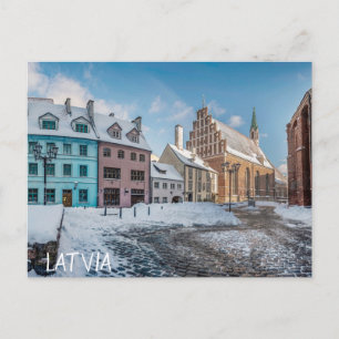 Carte Postale Centre-ville hivernal neige à Riga, Lettonie