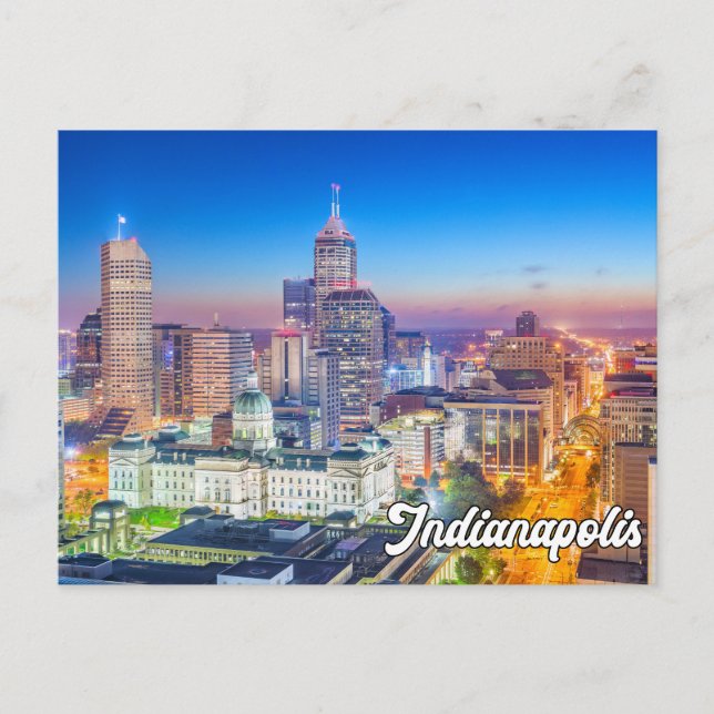 Carte Postale Centre-ville pittoresque Indianapolis, Indiana, Ét (Devant)