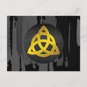 Carte Postale Cercle de trinité celtique Noir Aquarelle Or
