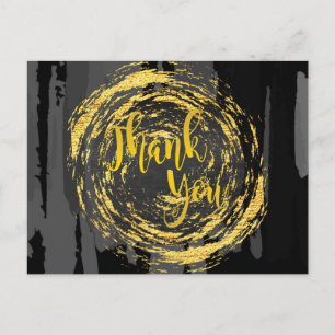 Carte Postale Cercle d'or noir Parties scintillant de Merci Abst