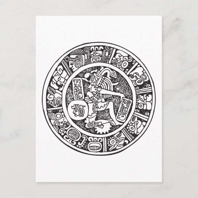 Carte Postale Cercle maya, hiéroglyphe mexicain(Maya) (Devant)