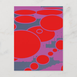 Carte Postale cercle rouge et bleu foncé violet art abstrait