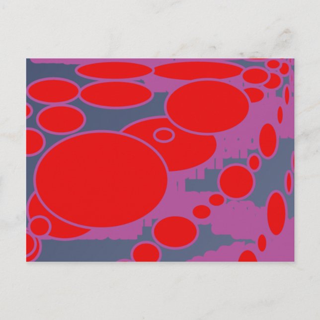 Carte Postale cercle rouge et bleu foncé violet art abstrait (Devant)