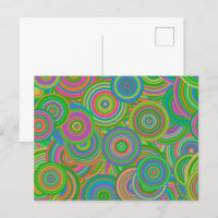 Cercles abstraits rétro mod, vert et rouge orange