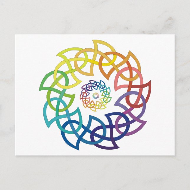 Carte Postale Cercles de nouage arc-en-ciel celtique (Devant)