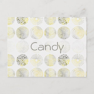 Carte Postale Cercles, dessinés à la main, spirales, points, jau