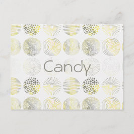 Carte Postale Cercles, dessinés à la main, spirales, points, jau