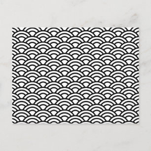 Carte Postale Cercles géométriques japonais noirs et blancs