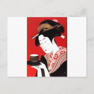 Carte Postale Cérémonie japonaise du thé de dame Art Imprimer
