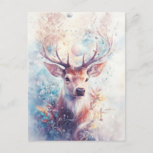 Carte Postale Cerf Buck avec bois floral éthéré lumineux