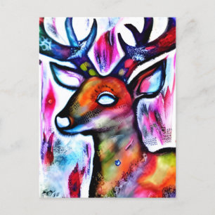 Carte Postale Cerf coloré