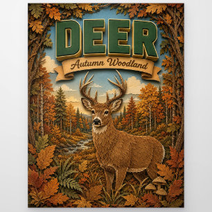 Carte Postale Cerf Daim Automne Forêt POPCUT