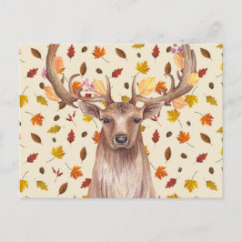 Carte Postale Cerf d'automne à l'aquarelle