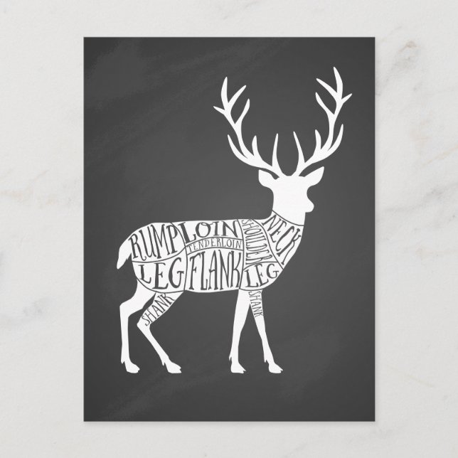 Carte Postale cerf de chevreuil gibier chasse chasse boucher via (Devant)