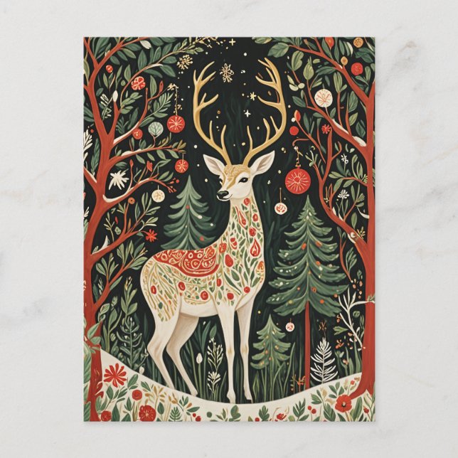 Carte Postale Cerf de Noël de la Forêt de Minuit (Devant)