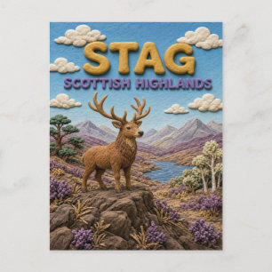 Carte Postale Cerf Écosse Highlands Moderne KlayKoo