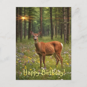 Carte Postale Cerf en Forêt Magique