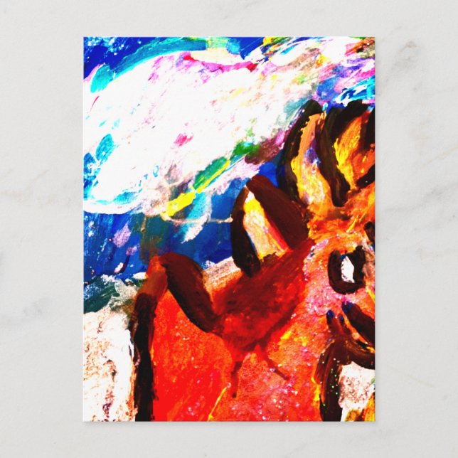 Carte Postale Cerf en hiver (Devant)