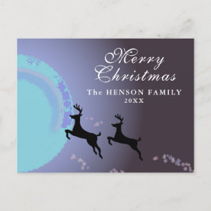 Carte Postale Cerf Magique Joyeux Noël Famille Vacances