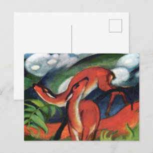 Carte Postale Cerf rouge II de Franz Marc, peinture expressionni