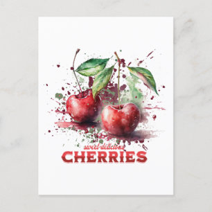 Carte Postale Cerises d'aquarelle