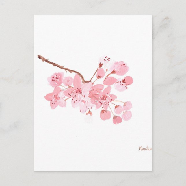 Carte Postale cerisier fleuri rose floral élégant chic (Devant)