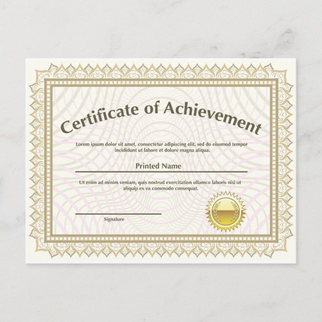 Carte Postale Certificat avec sceau d'or (Devant)