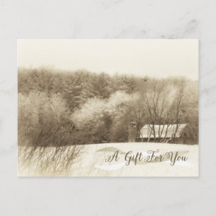 Carte Postale Certificat cadeau de vacances Rustic Winter Landsc