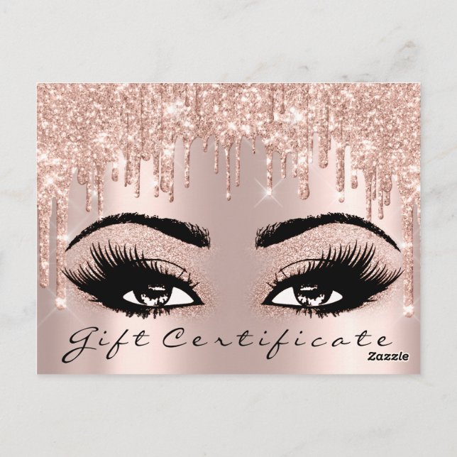 Carte Postale Certificat cadeau Eyelashes Confetti maquillage Ar (Dos)